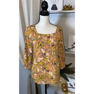 Premise EUC size Small Floral Pink Gray Green Blouse 0